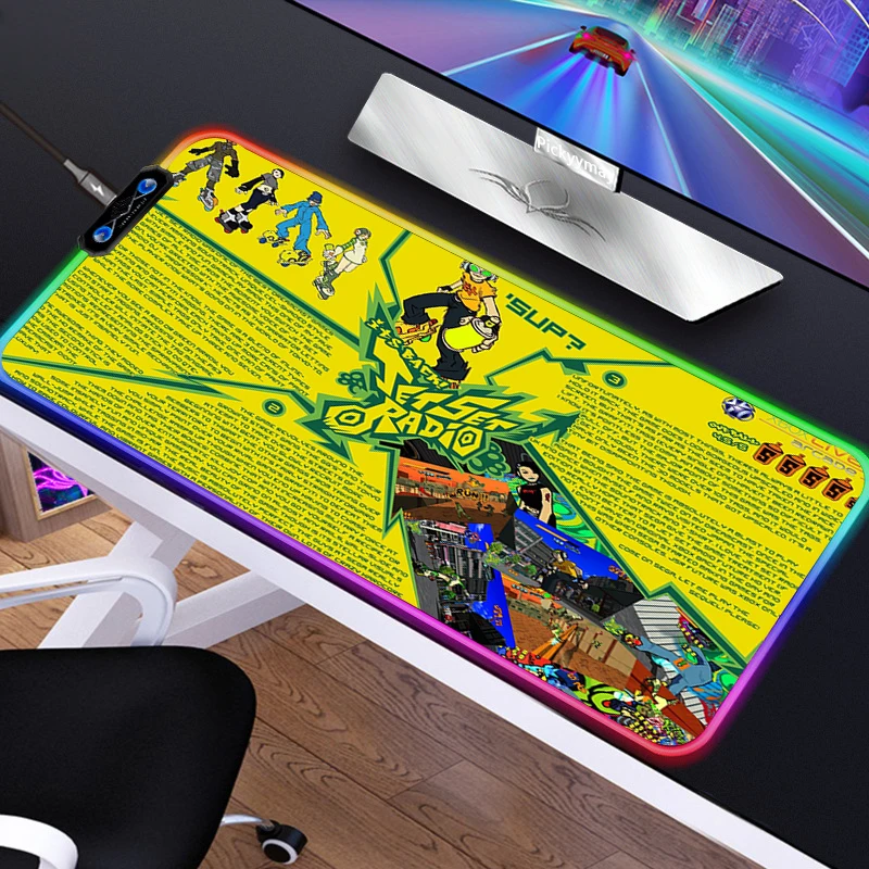 Rgb Gaming Mouse Pad Jet Set Radio Large Mouse Pad Gamer Xxl Led