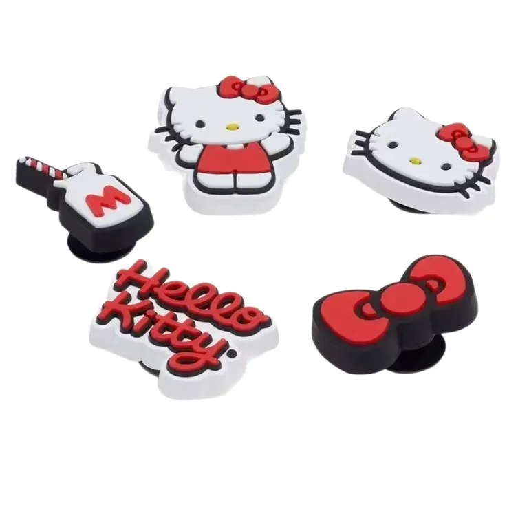 6/10pcs Mesuca Cute Cartoon PVC Shoe Charms KT Cat Shoe Decorations for Clogs Ideal Gifts for Kids