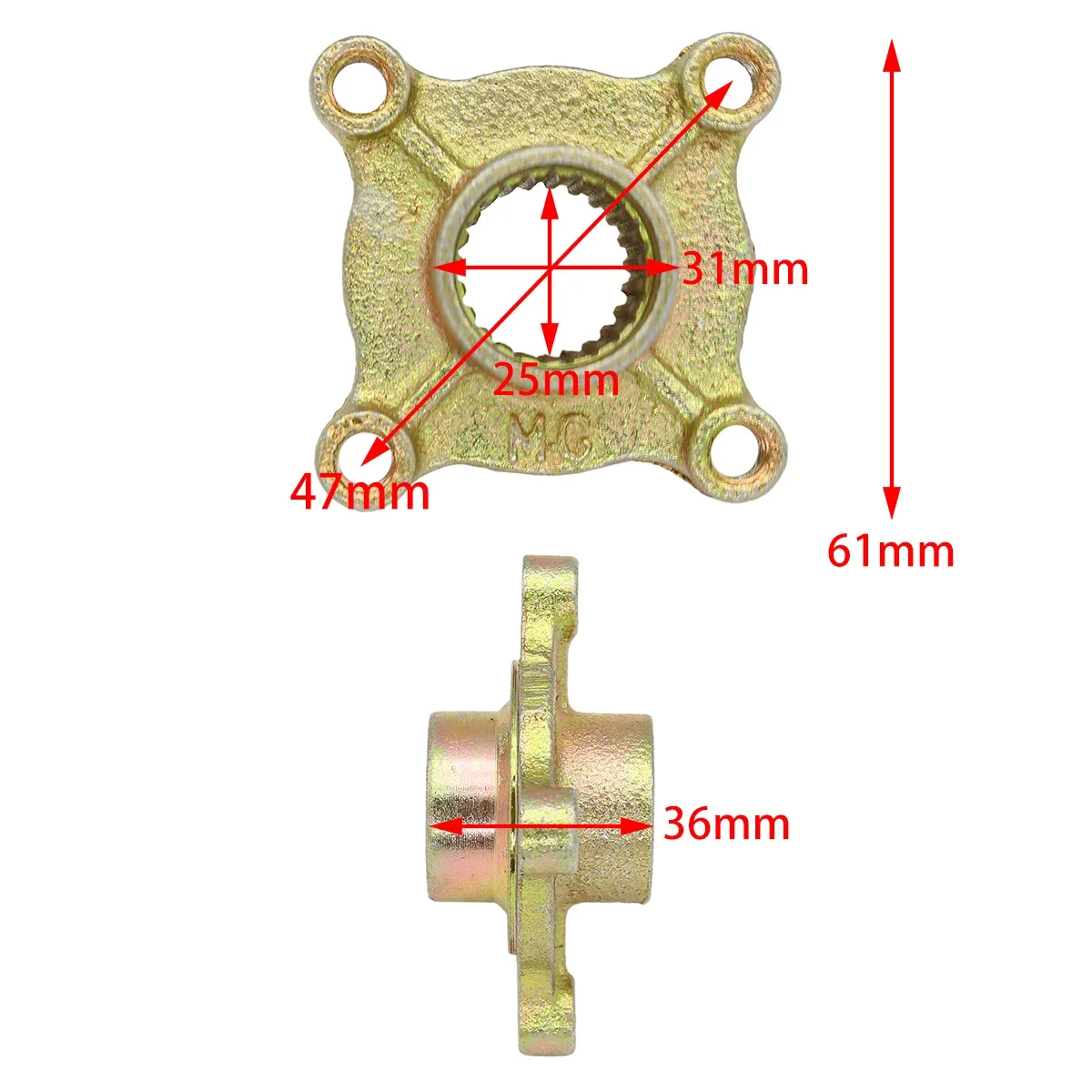 1pcs 23 Tooth Spline 4 Stud Wheel Rear Axle Hub Rim Fit for 110CC 150CC Quad Bike ATV Dune Go Kart