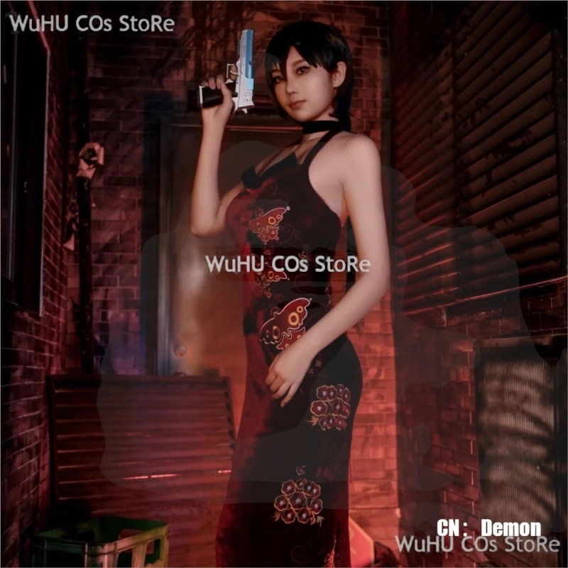 RE4 Remake Ada Wong Costume Cosplay Red Ada Wong Dress Cheongsam per Halloween