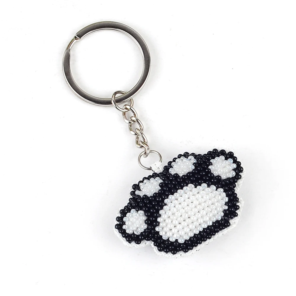 Mushroom Beaded Counted Cross Stitch Ornament Kit Cross Stitch Bead Keychain Beaded Embroidery Kit for Bag Backpack Decor