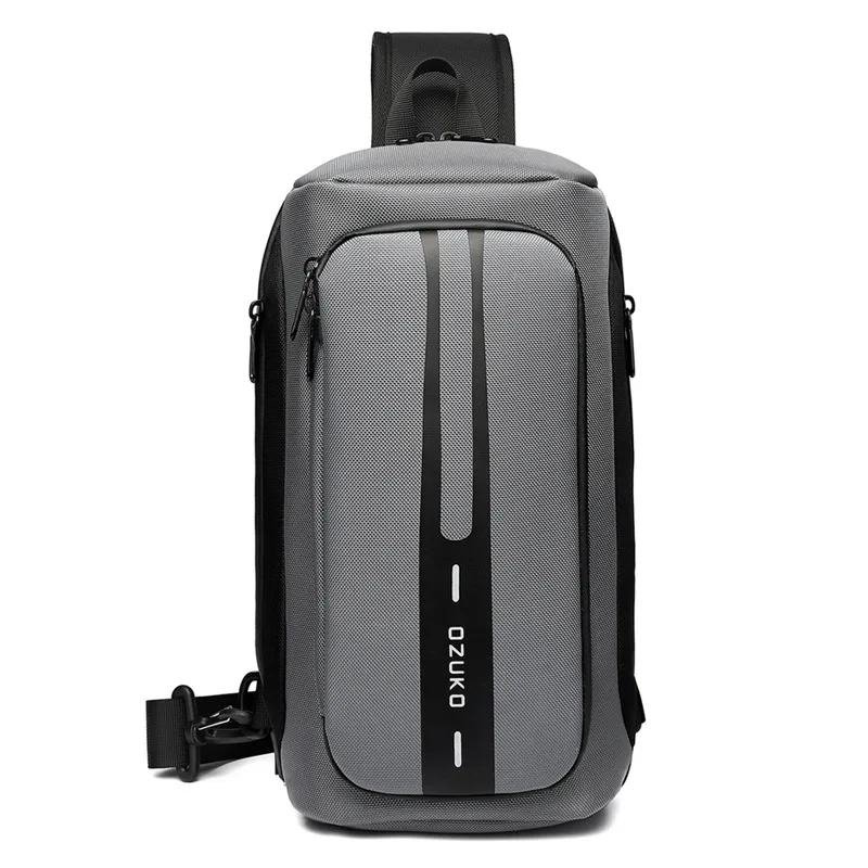 OZUKO Sling bag Chest Bag Anti Theft Male Sling Messenger Bags Waterproof Male Outdoor Chest Pack Man USB Charge Crossbody Bag