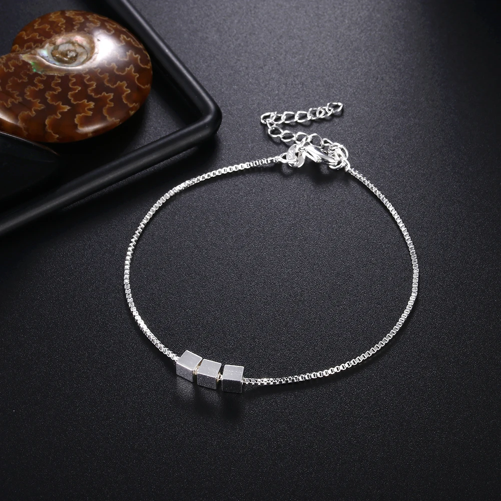 925 sterling Silver Jewelry Set Pretty Square bracelet necklace for women fashion Party wedding accessories Gift