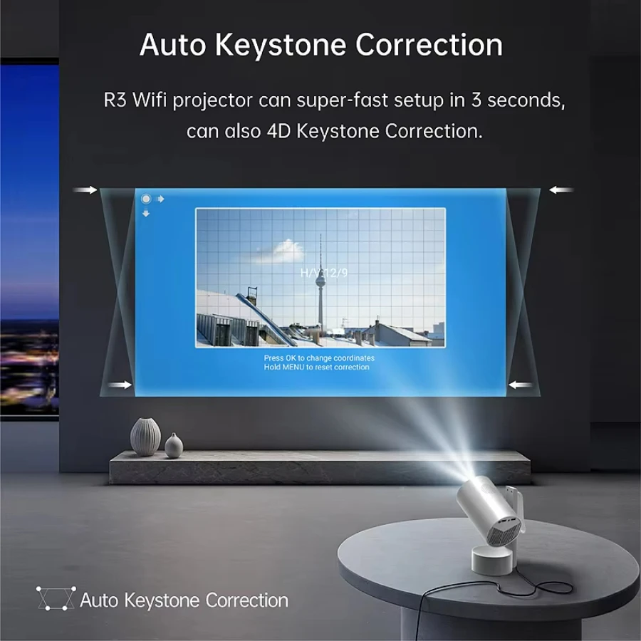 4K Android Projector Video Projector Mini Portable Auto 4K Home Cinema for Home Movies XJ