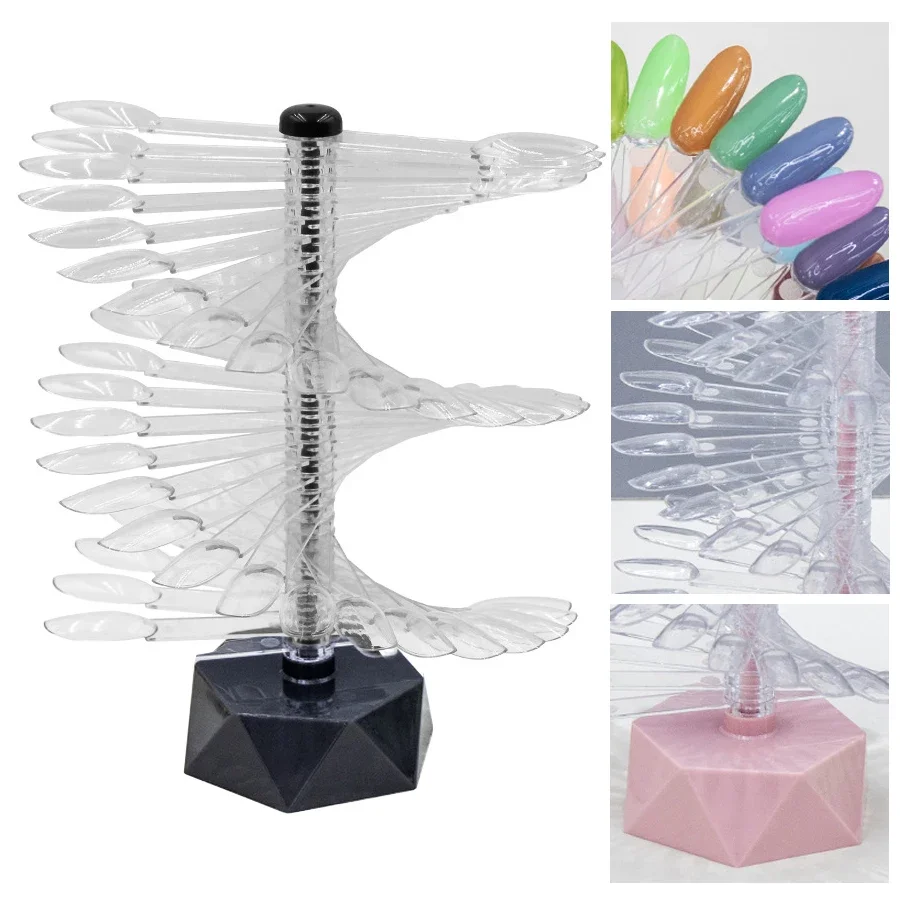 Enhanced Nail Art Spiral Display Stand with 60 Vibrant Colors for Showcase and Presentation