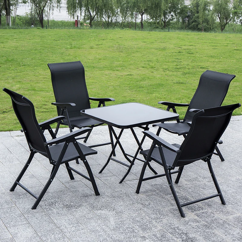 Outdoor Folding Table and Chair Portable Waterproof Sun Protection Modern Balcony Tuinmeubelen Garden Furniture Sets WK50HY