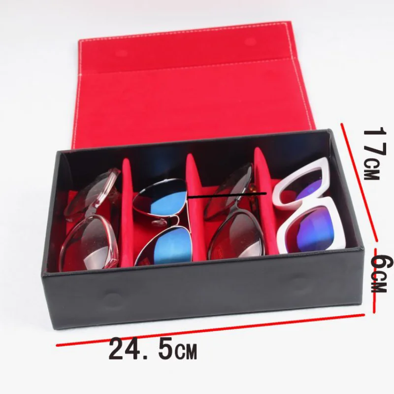 4/8 Grids Leather Sunglass Organizer Storage Case Glasses Box with  Magnet adsorption cover Eyeglasses Display Holder for Travel