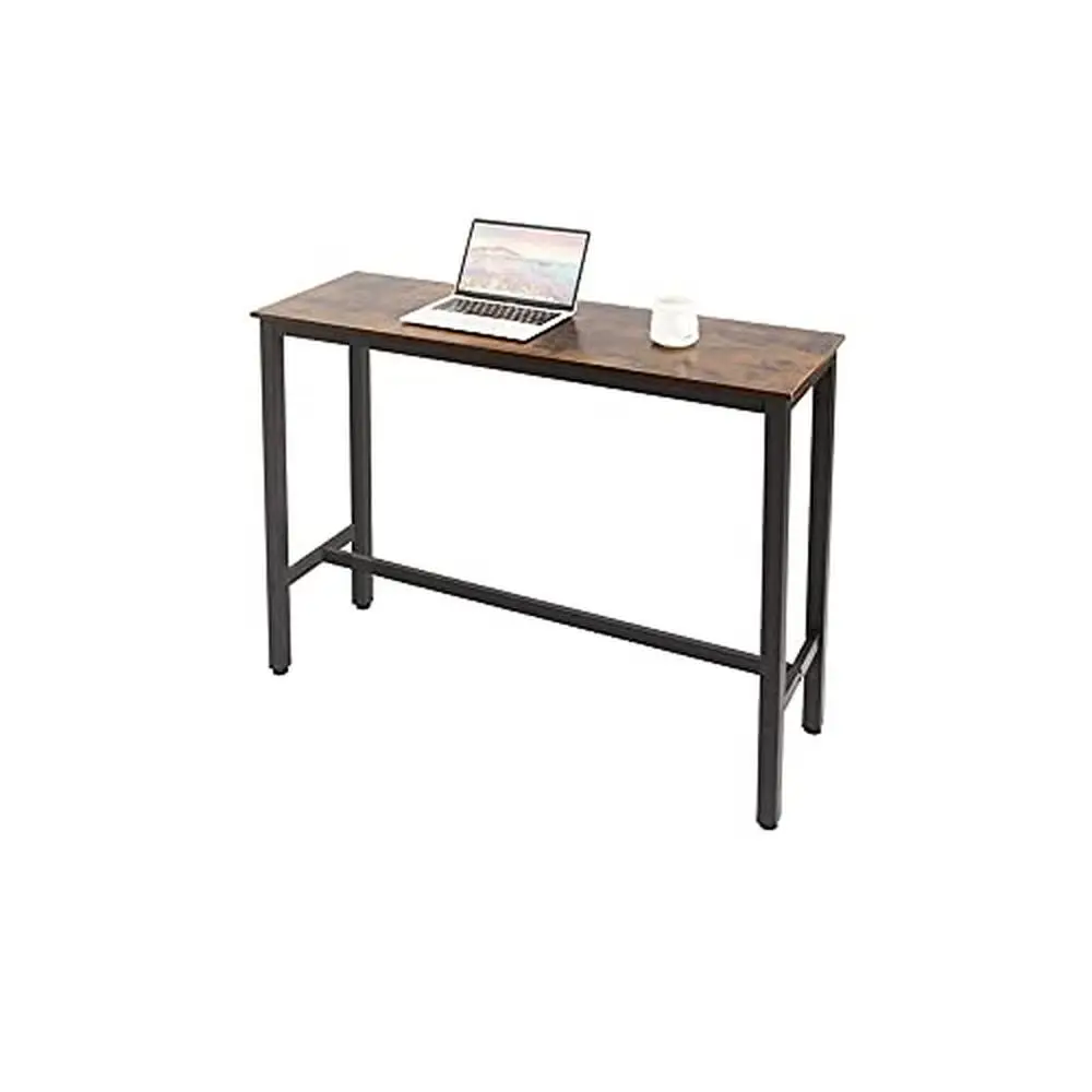 

Industrial Style Rustic Brown Dining Table Kitchen Living Room Steel Pub Bar Desk 47"x15.7"x39.4" High Capacity Wood-based Board