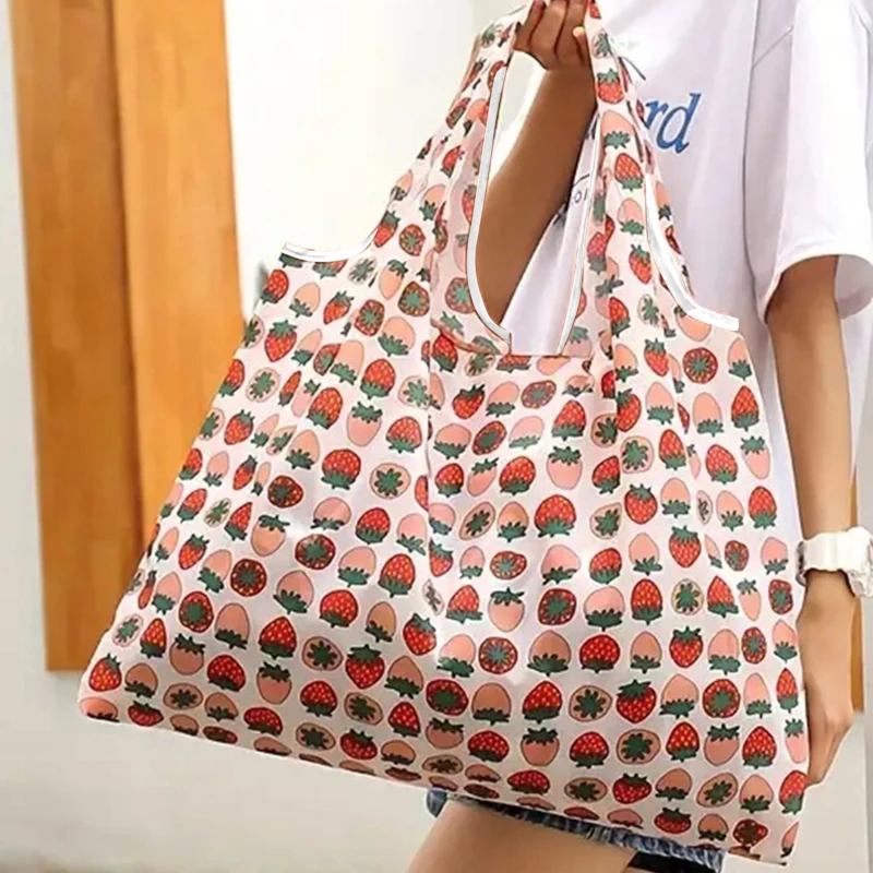 

Fashion Printing Foldable Eco-Friendly Shopping Bag Tote Folding Pouch Handbags Convenient Large-capacity for Travel Grocery Bag