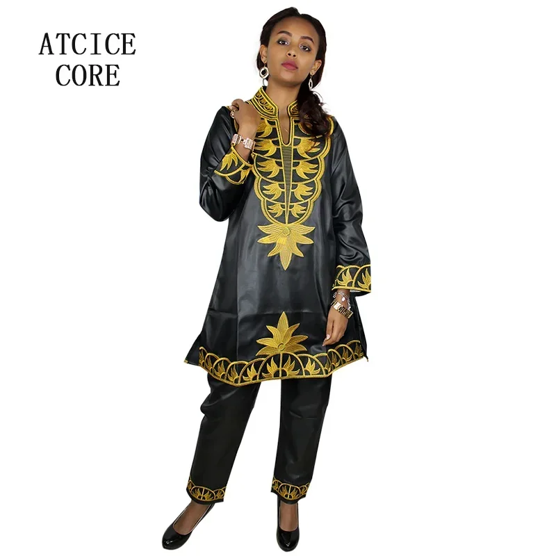 African dress African Dresses For Women African Fabric Bazin Riche Embroidery Design Long Dress With Headtie