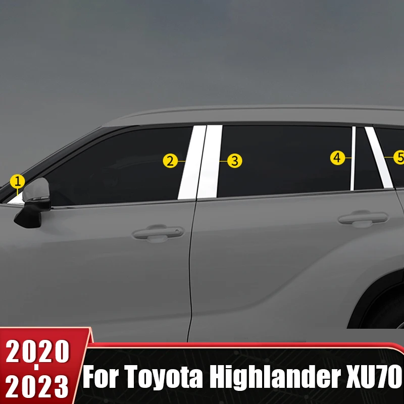

Car Accessories For Toyota Highlander XU70 Kluger 2020 2021 2022 2023 Stainless Steel Window B C Pillar Post Cover Trim Stickers