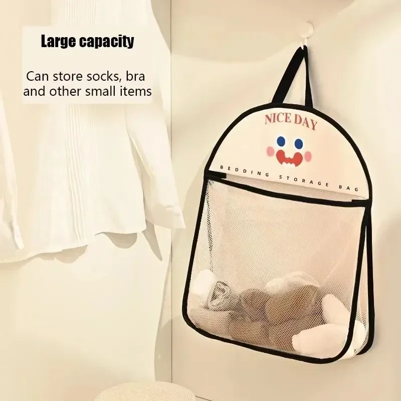 Large Capacity Cartoon Wall mounted sundry Mesh Bag Portable Toy Clothes sock collating Organizer Net Bathroom Storage Mesh Bag