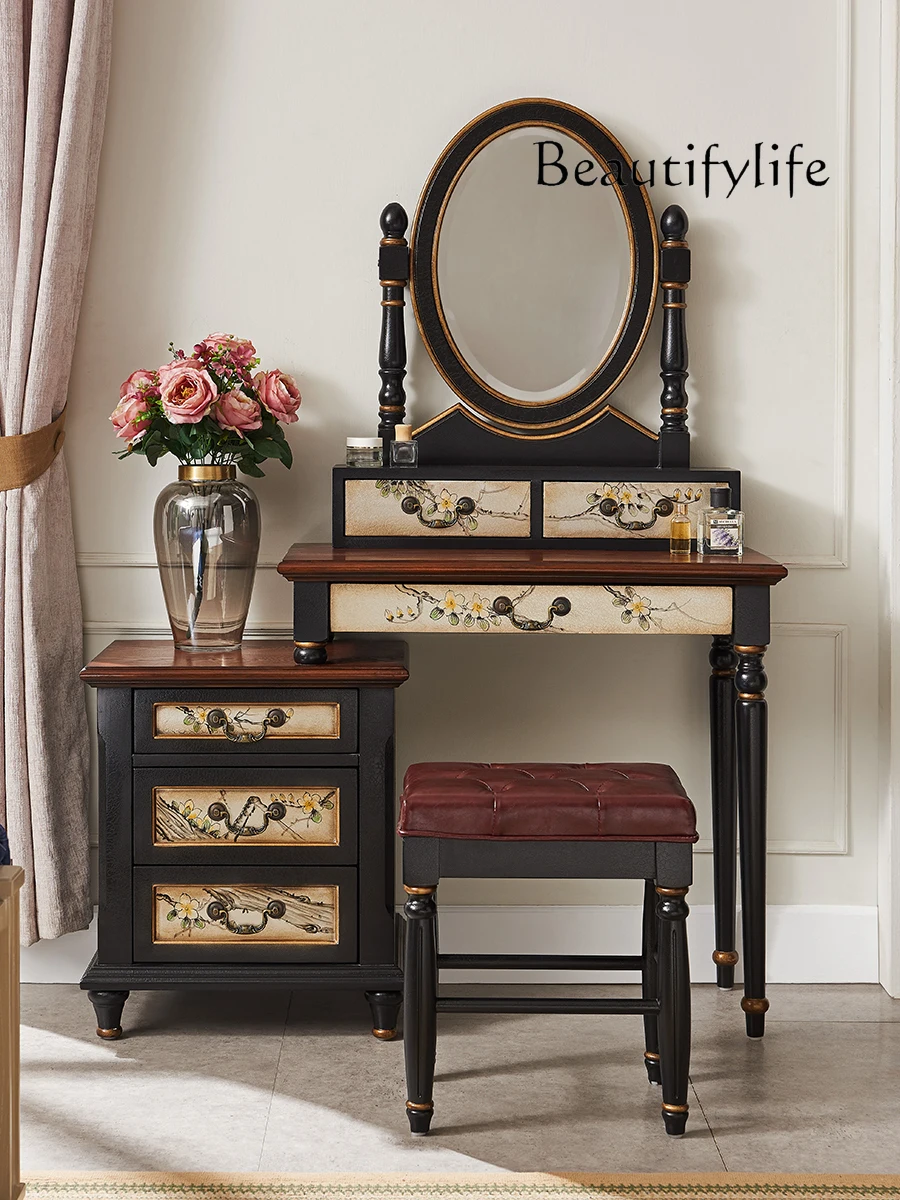 

American style hand drawn retro vintage dressing table
