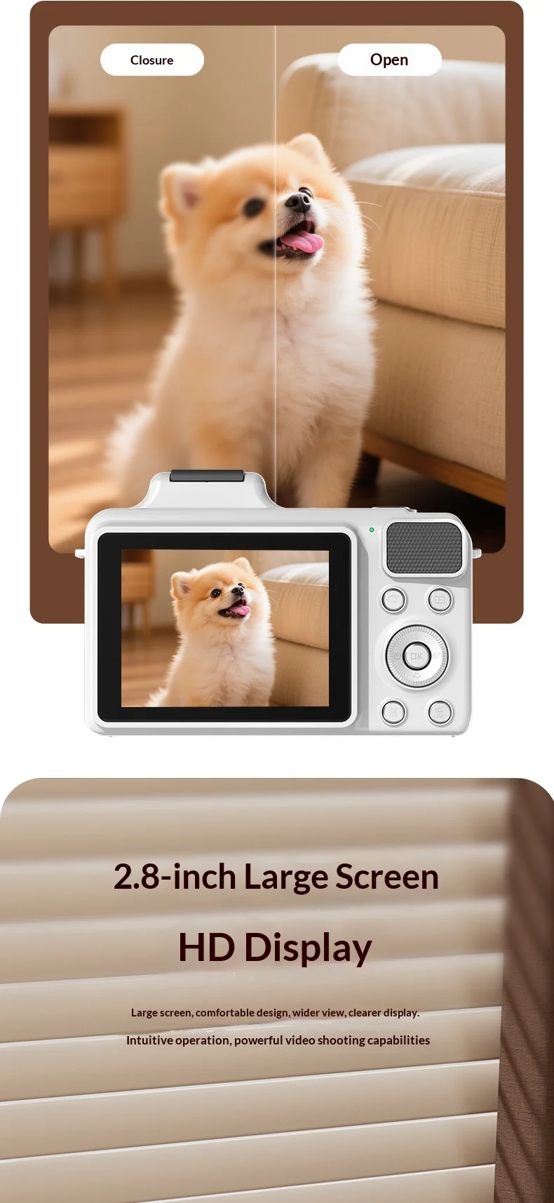 Camer 5K HD DSLR Digital Camera 64MP CCD With 16X Optical Zoom Lens AF Auto Focus Portable Video Recorder For Students Beginners