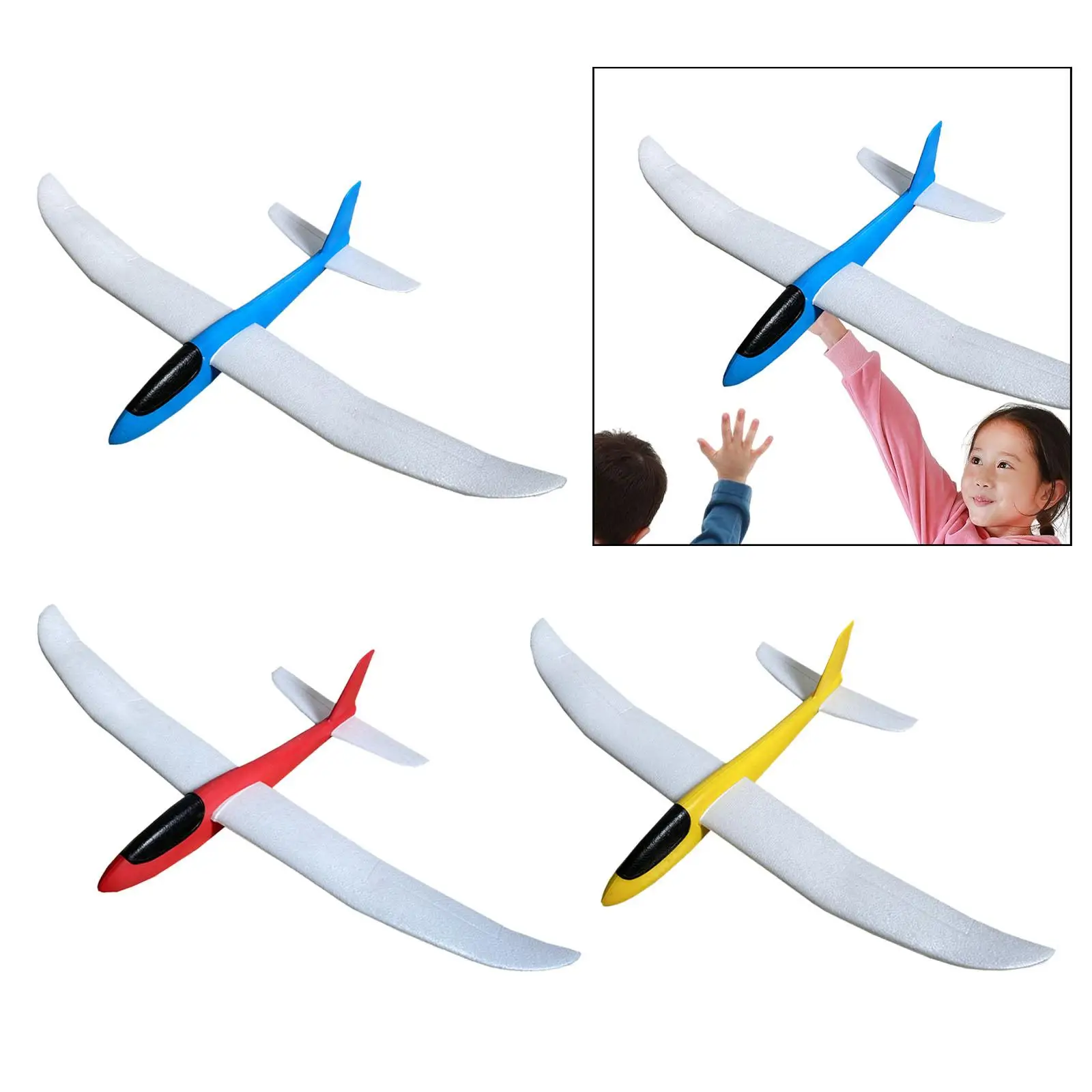 Avion planeur jouet EVA grand modèle extérieur - Jaune, Rouge, Bleu