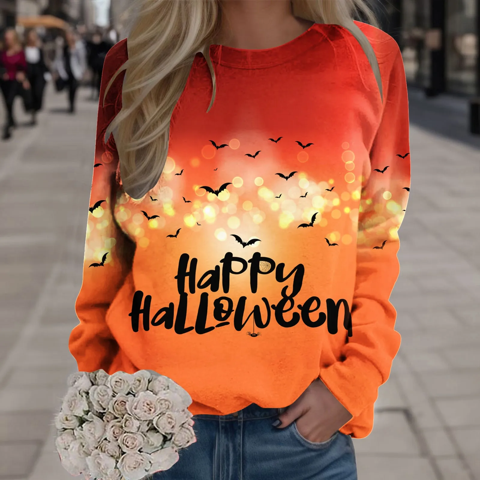 

Pumpkin Bat Hoodies Womens Halloween Sweatshirts Outdoor Sports Korean Crew Neck Trendy Pullover 2023 Autumn Winter Sudadera
