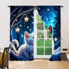 2Pcs Adorable Cat And Star Print Polyester Window Curtains Rod Pocket Design For Easy Hanging Home Decor Perfect For Bedroom 6