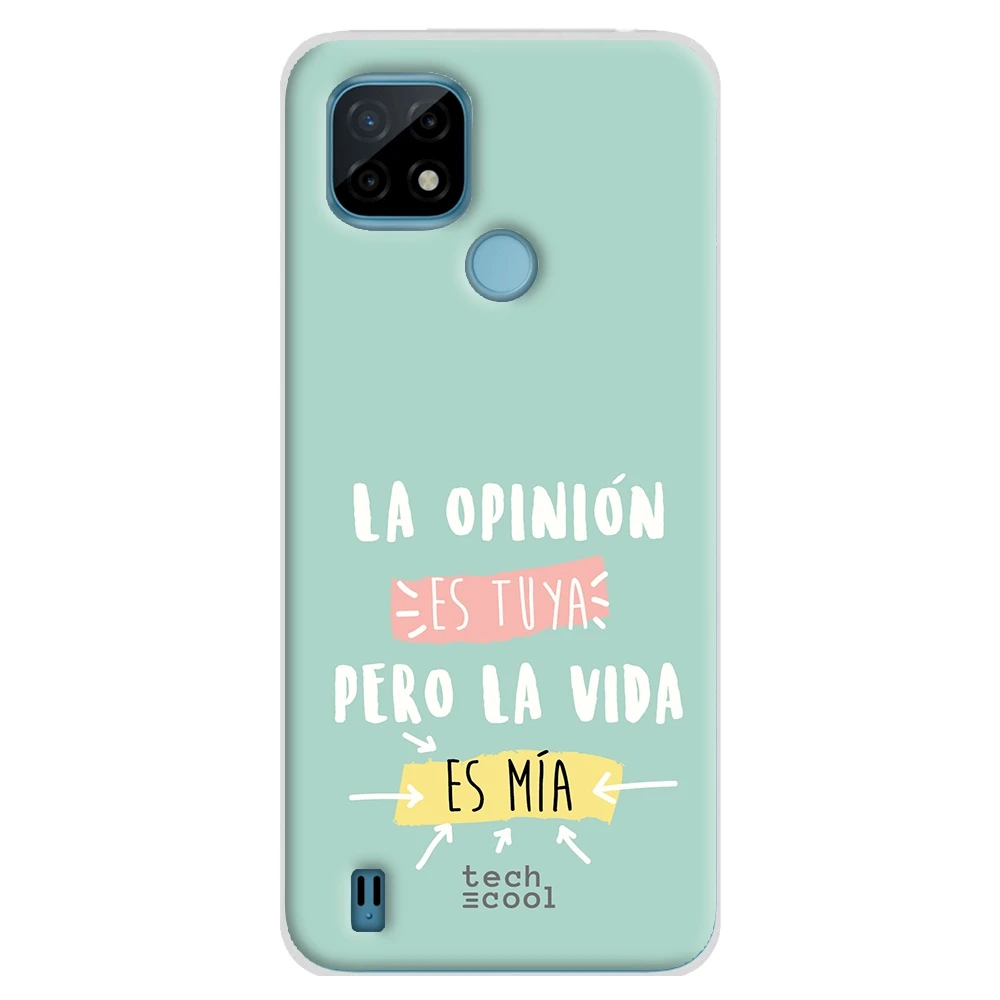 FunnyTech® Funda para Realme l Frase opinión es tuya... fondo verde|Fundas antigolpes para teléfono| - AliExpress