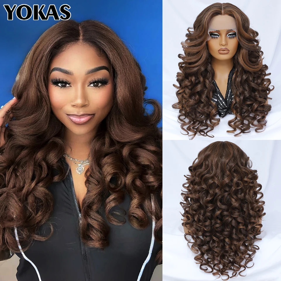 Chocolate Brown Curly Afro Synthetic Lace Front Wig