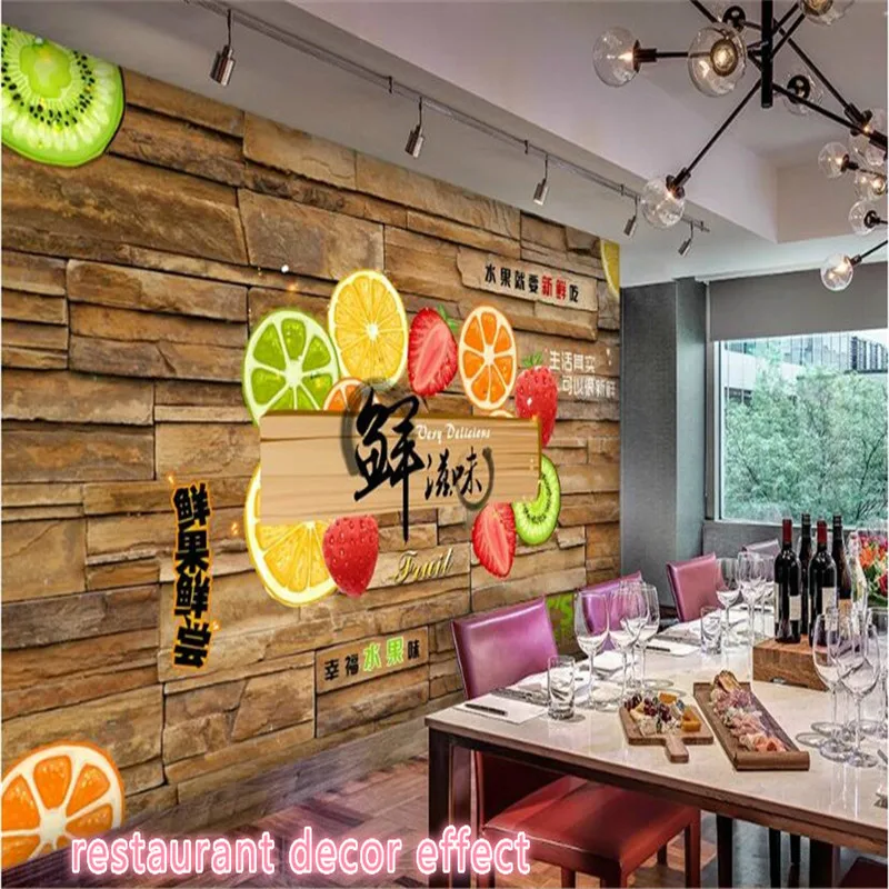 Custom Fresh Fruit Juice Drink Shop Wall Paper Supermarket Fruit Shop