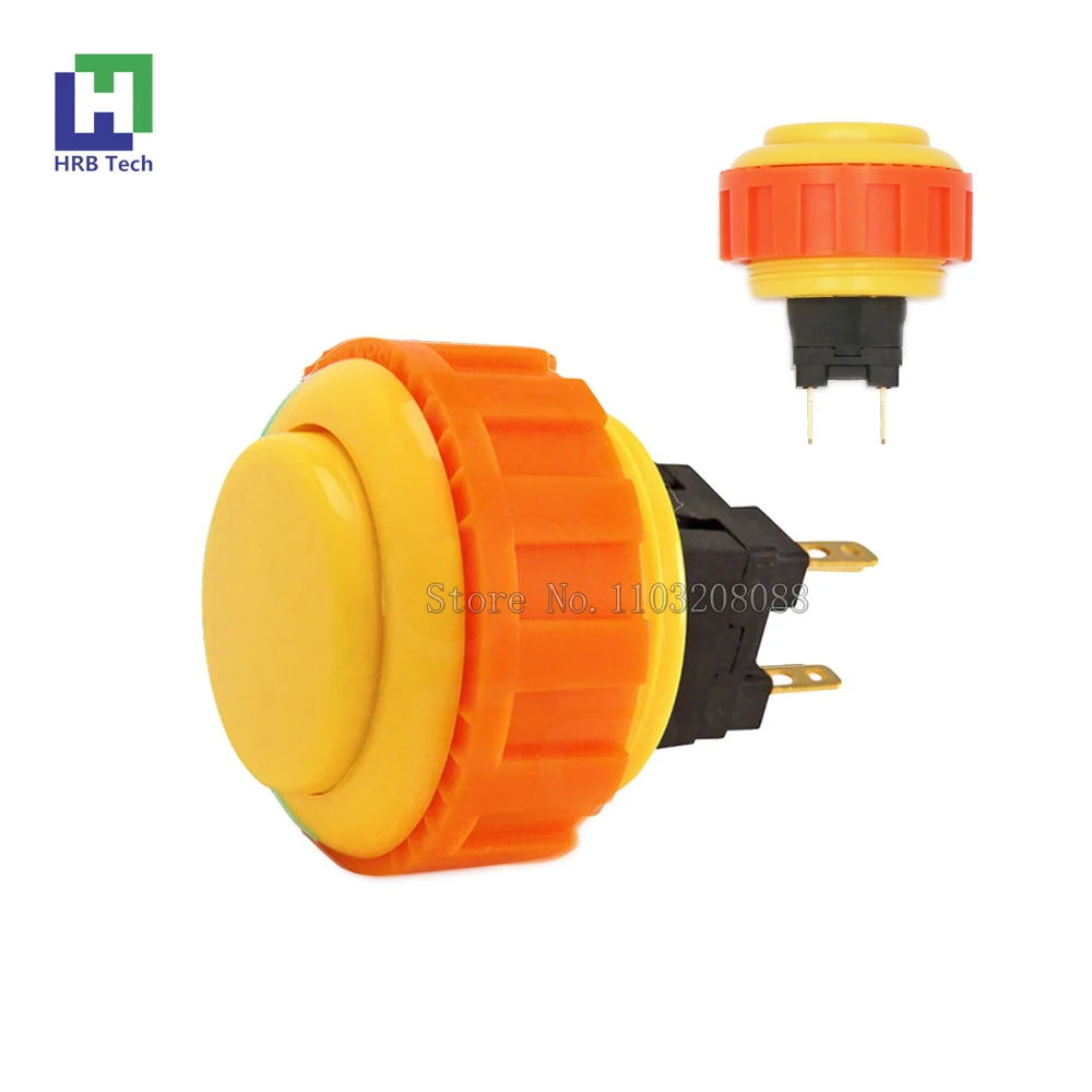 Lotto Di 8 Pulsanti Arcade Avvitabili SANWA OBSN-24 – Diametro 30mm, Foro 24mm, Colore Giallo, Per Bartop E Retro Gaming