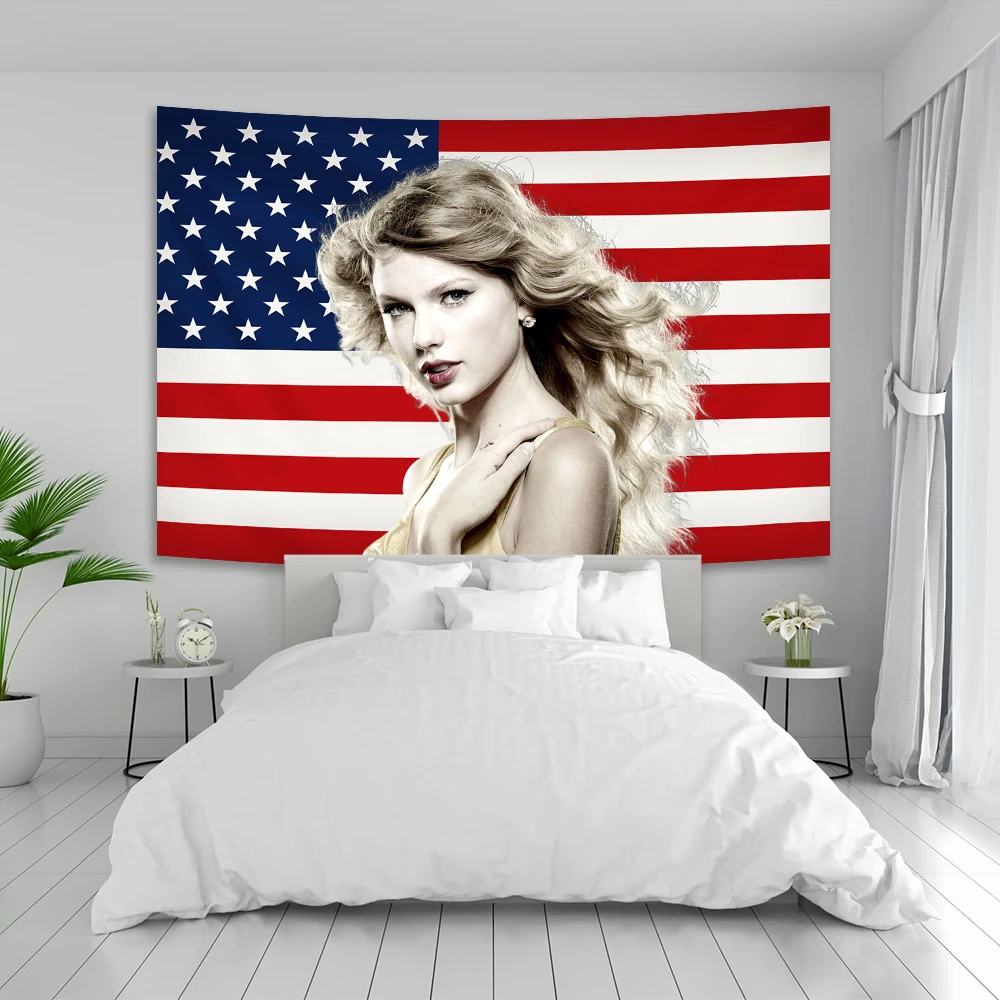 Amerikaanse Popzanger Taylor Wandtapijt Gierzwaluwen Bedrukt Slaapkamerkamerdecoratie Banner Muur Opknoping Bankwand