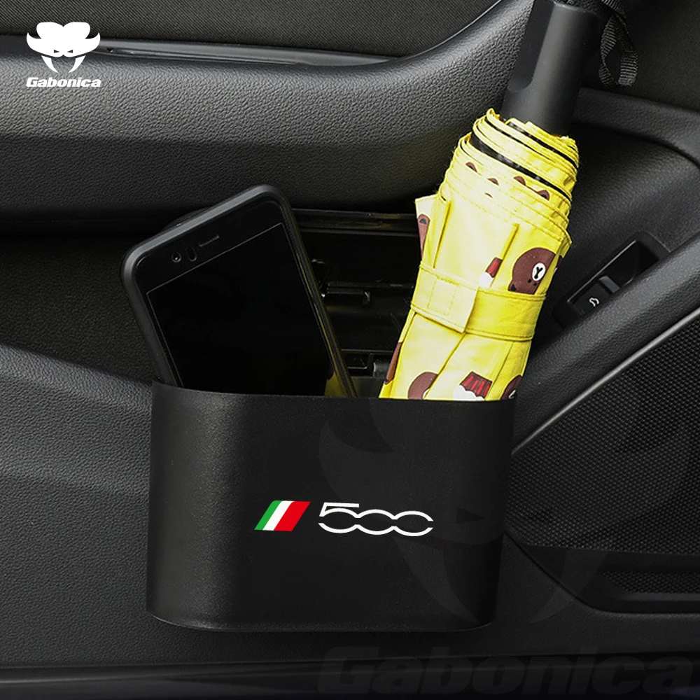 New Car Trash Bin Hanging Vehicle Garbage Dust Case Storage Box Trash Can For Fiat 500 500C 500X 500L Auto Interior Accessories