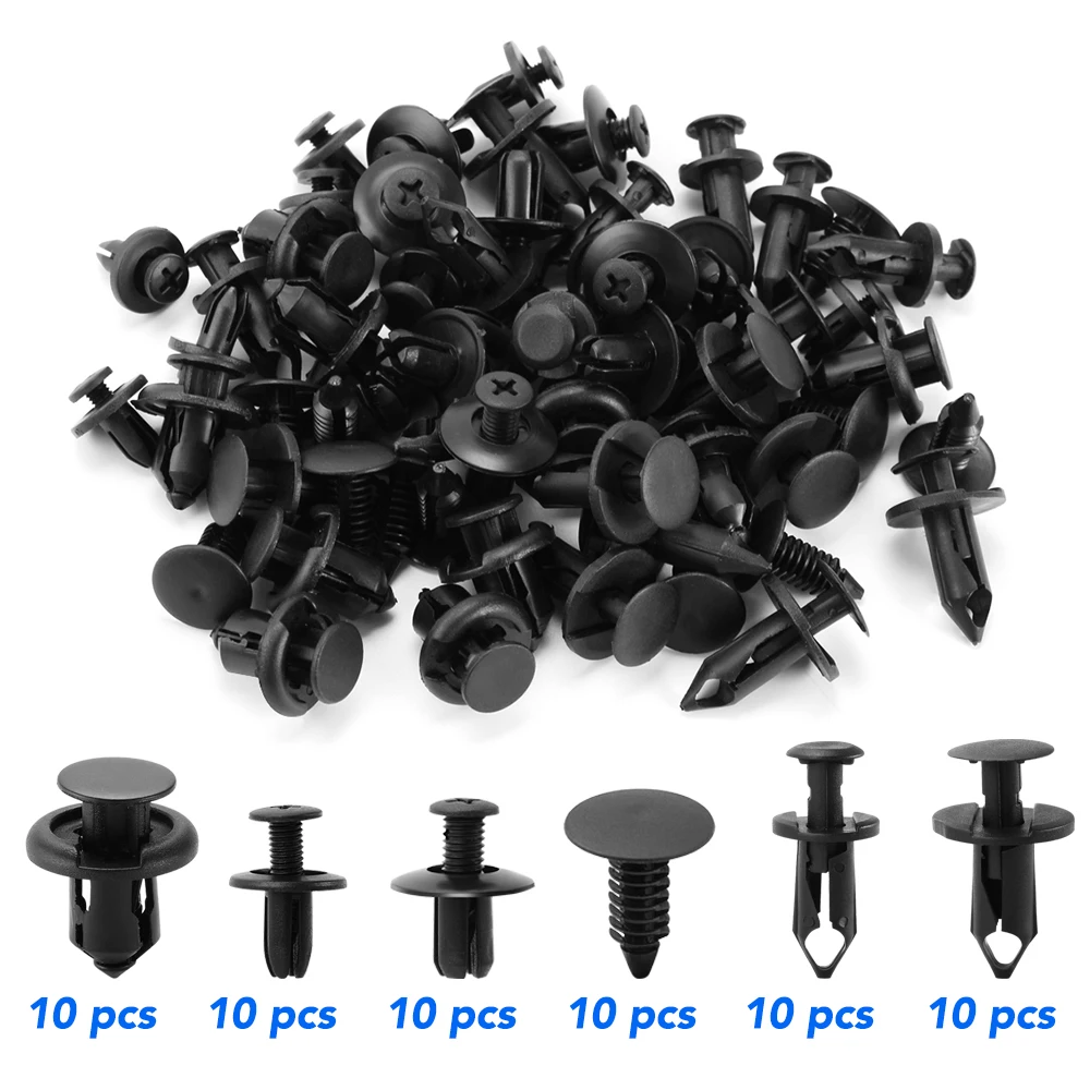 6 Size 60Pcs Auto Fastener Clips for TOYOTA Corolla Verso 2004 2006 2007 Prius Gen 20 2005 2008 Remote Key