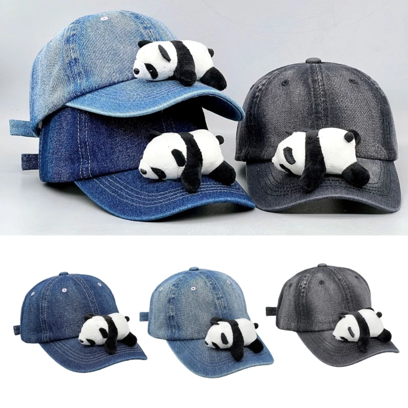 

Sunproof Woman Men Baseball Cap with Panda Decors Adult Adjustable Cap Spring Summer Hiphop Teens Hat for Outdoor Sports