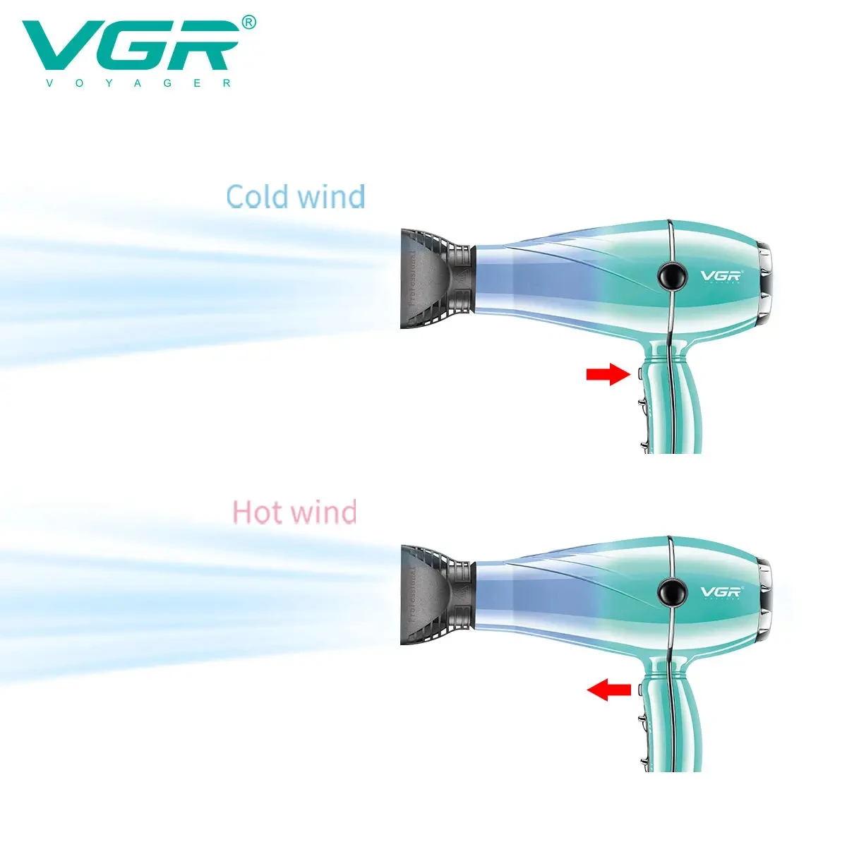 VGRV-452 professional hair care hair dryer 2000-2400W super strong wind power dormitory home negative ion hair care styling wind - Image 3