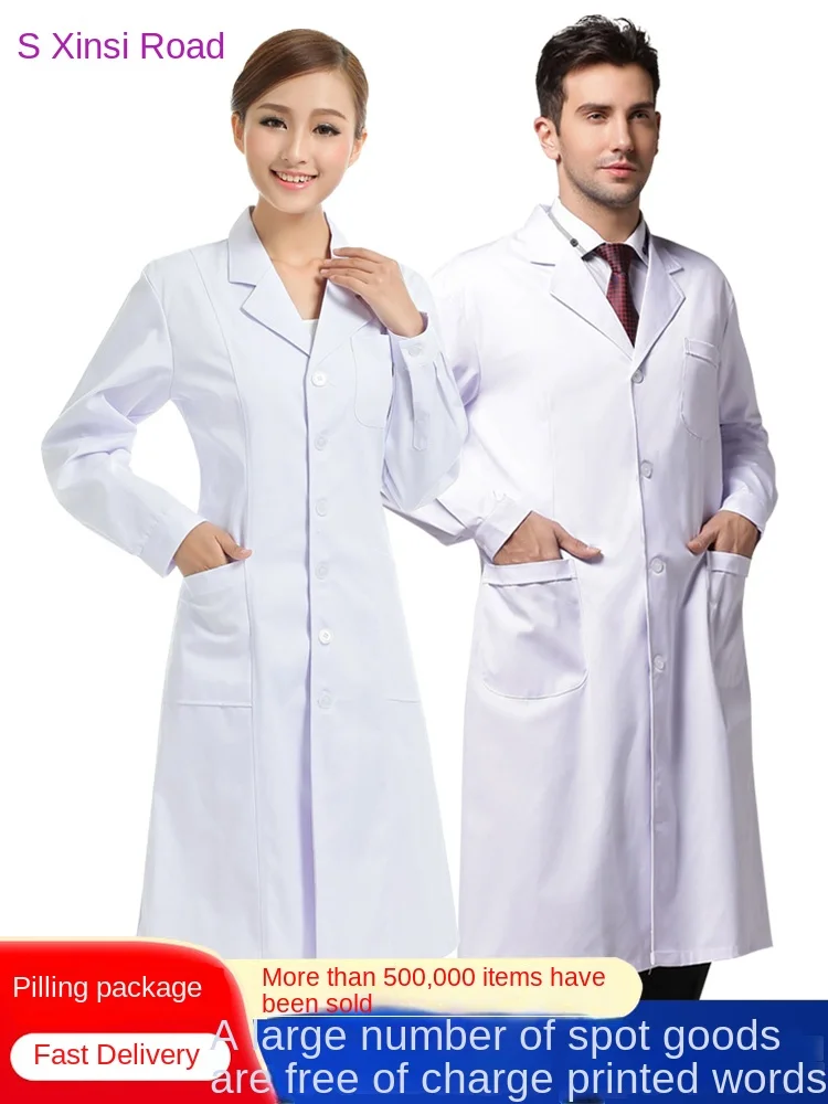 

White coat long sleeve doctor female summer thin short sleeve coat Laboratory chemistry student physician nurse work clothes