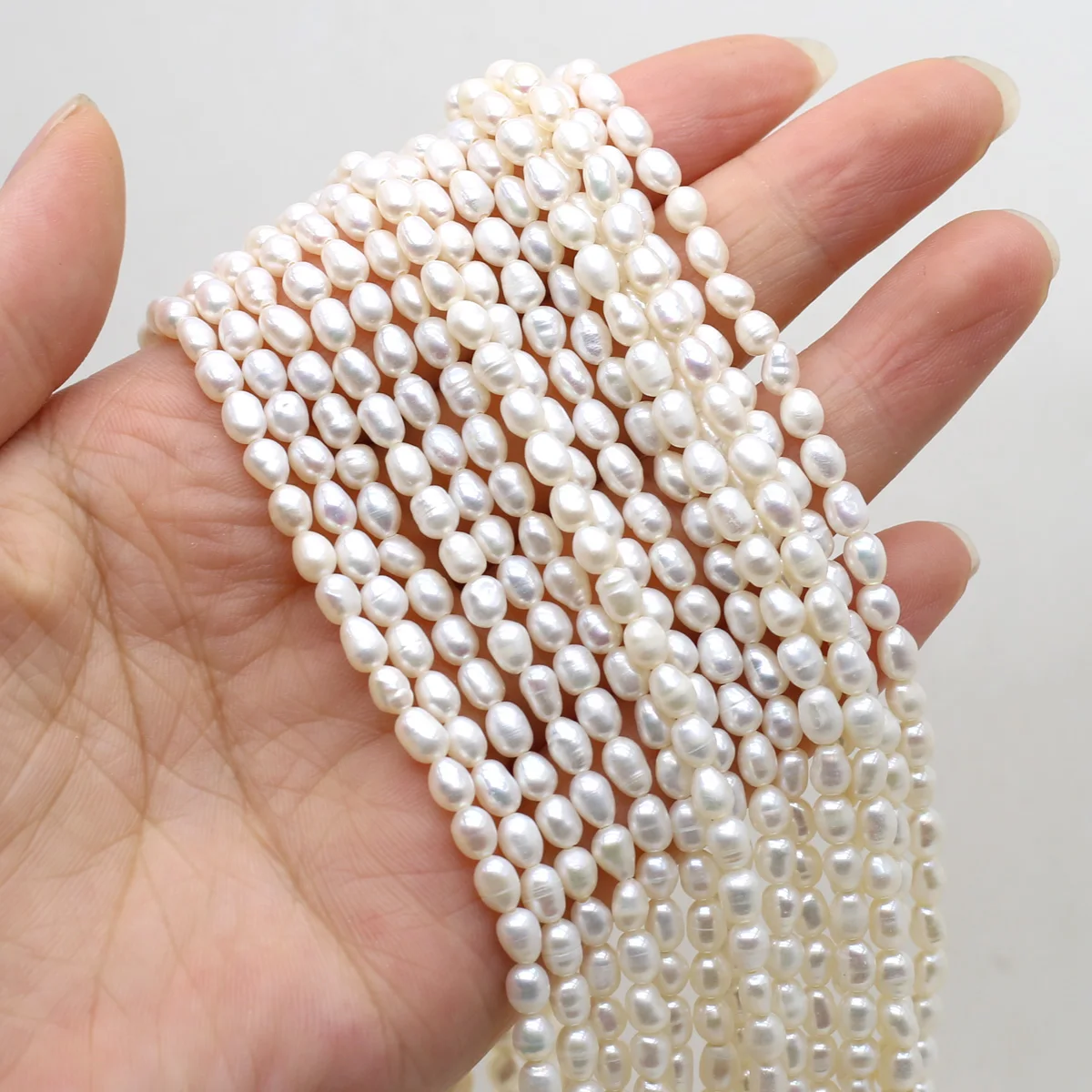 3/4mm Natural Zhuji Freshwater Cultured Pearl Beads Loose Punch Rice Pearl Bead for Jewelry Making Diy Necklace Bracelet Gifts