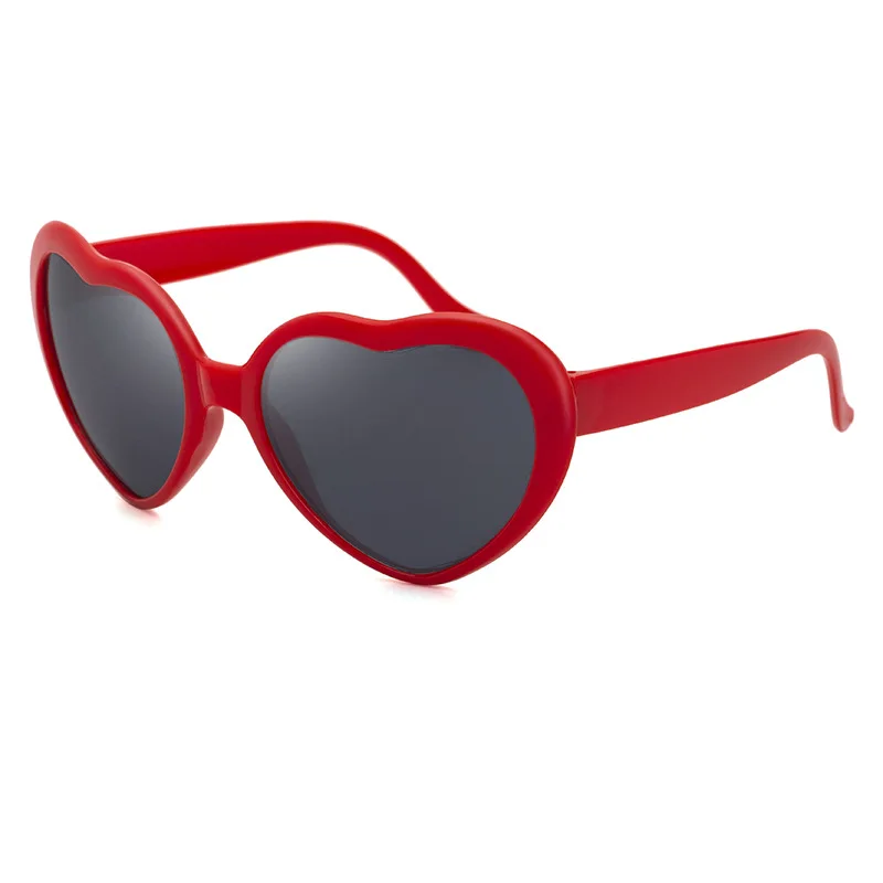 2 Pcs Set Pink Red Cute Love Heart Shape Special Effects Kids Sunglasses
