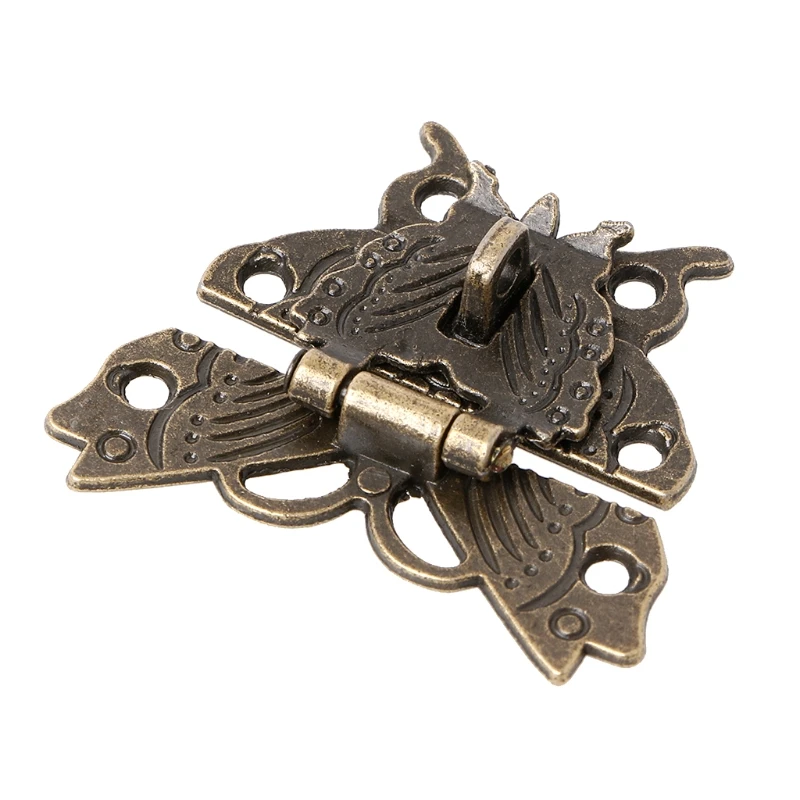 Retro Vintage Butterfly Latch Hasp Wooden Jewelry Box Case Lock Pad Chest Lock