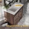 31 Inch Farmhouse Sliding Barn Door Bathroom Sink with Sink Combination, Drawers and Metal Handles 6