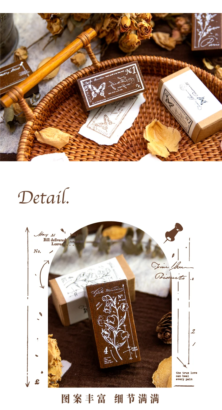 Yoofun Vintage Naturpflanzen Berg Schmetterling Holz Stempel für Journaling Scrapbooking Karte DIY Standard Stempel – Detail 4