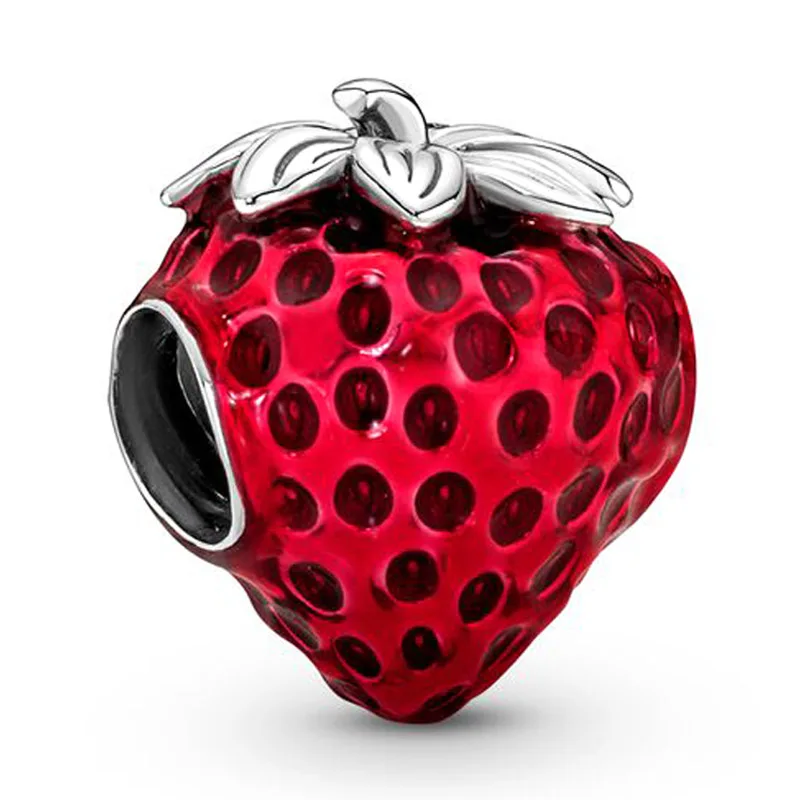 

Original Moments Seeded Strawberry Fruit Charm Bead Fit Pandora 925 Sterling Silver Bracelet & Necklace Jewelry