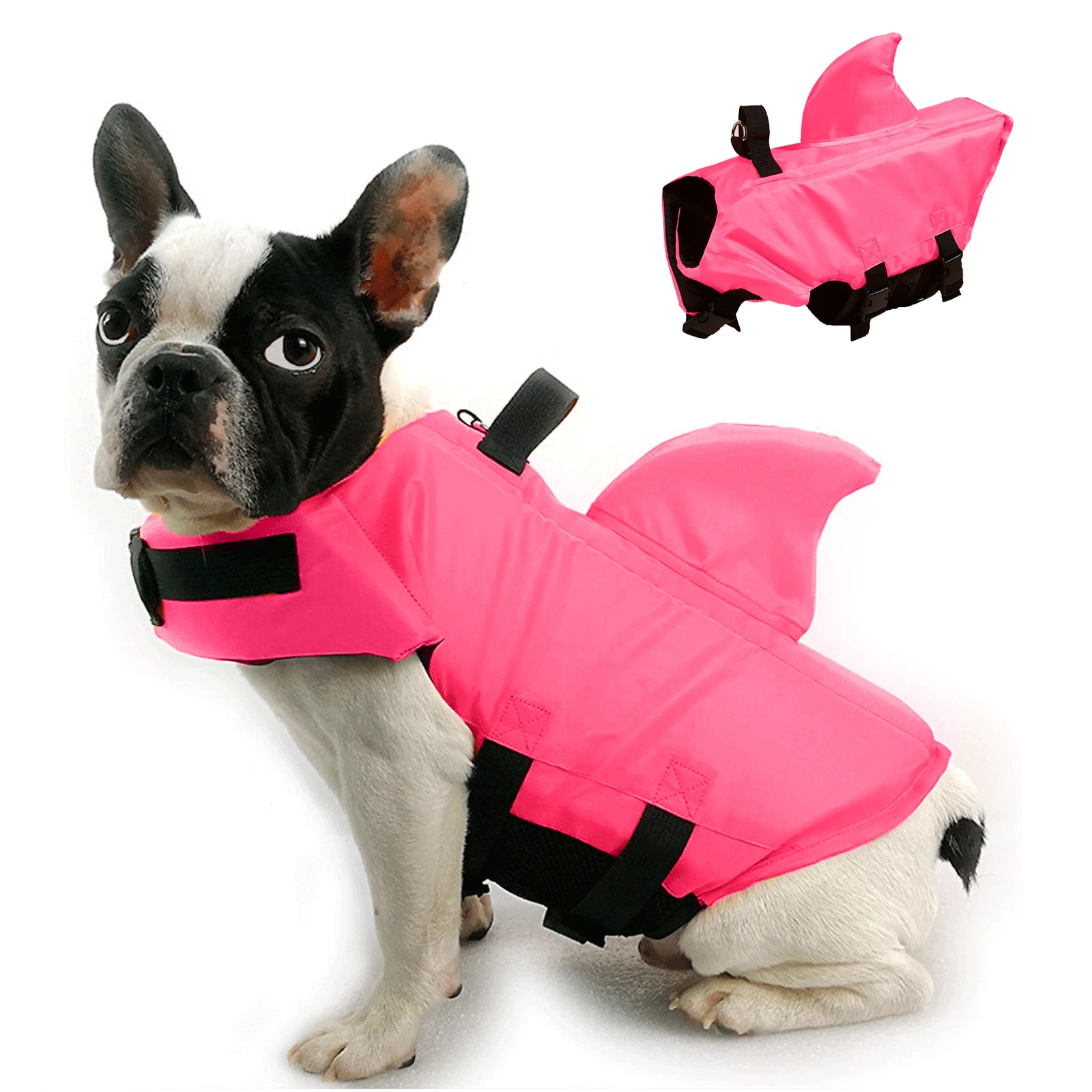 Enhanced Buoyancy Shark Dog Life Jacket with Handle for Swimming and Surfing Safety