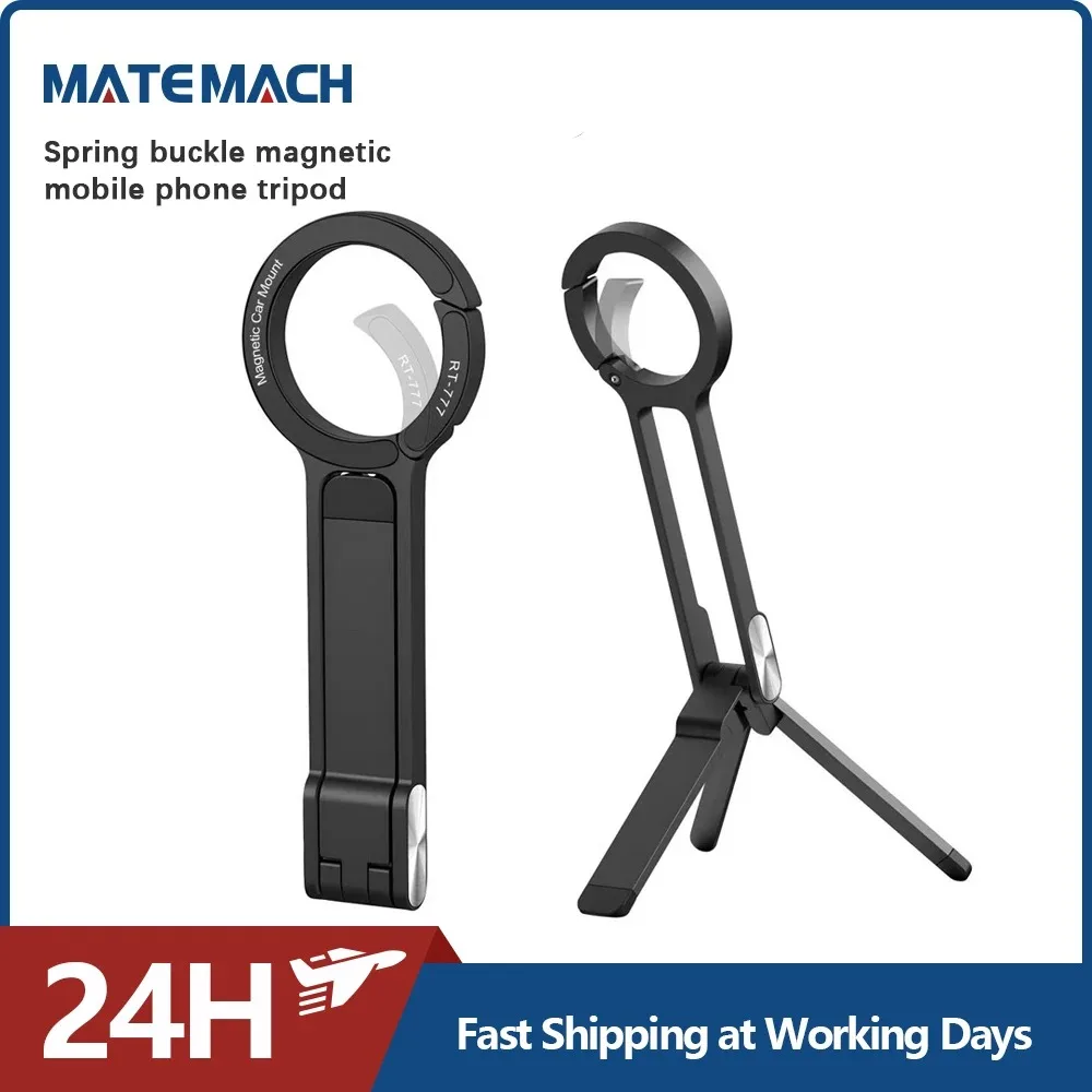 Phone Tripod Carabiner-Mounted Dual-sided Magnetic Desk Mount Phone Handle Holder For iPhone