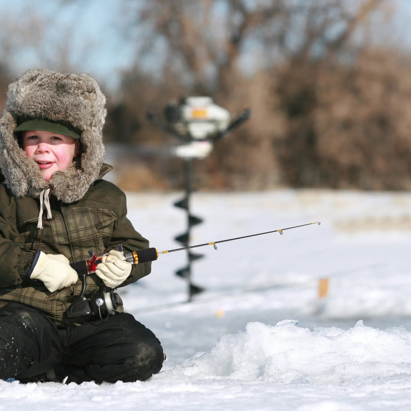 

Ice Fishing Rod Portable Pole Winter Supply Creative Gear Outdoor Straight Handle