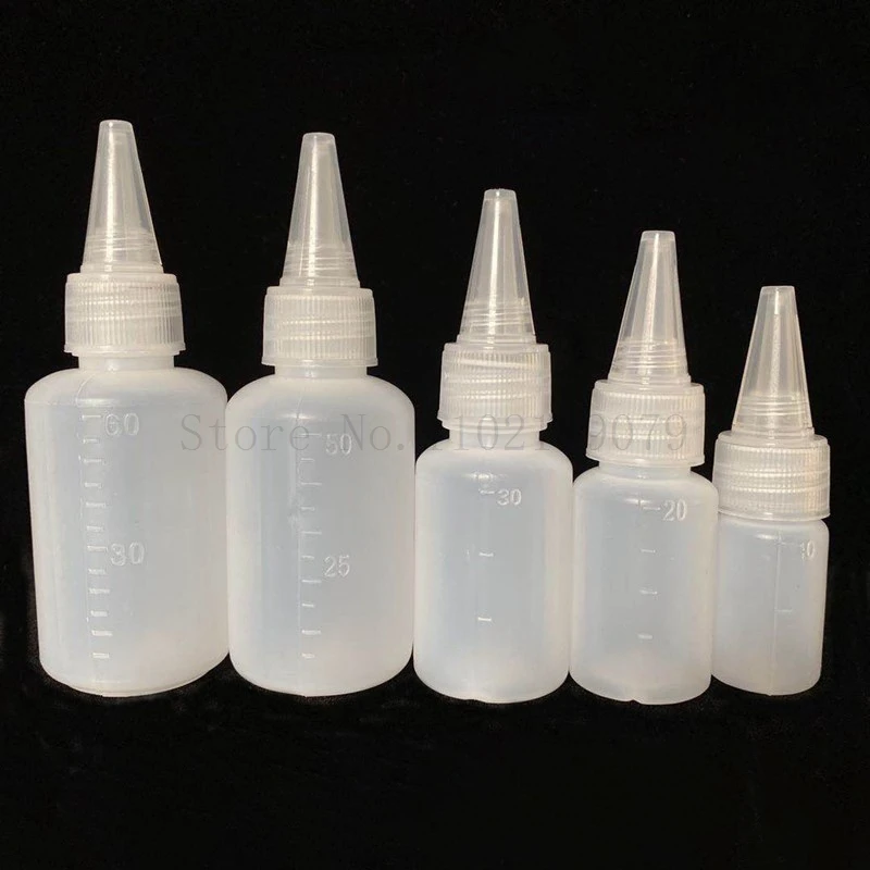 50pcs Dropper Bottles Squeezable Glue Bottle with Scale Plastic Empty Container for Paint Ink Oil 10ml 30ml 50ml 60ml 100ml