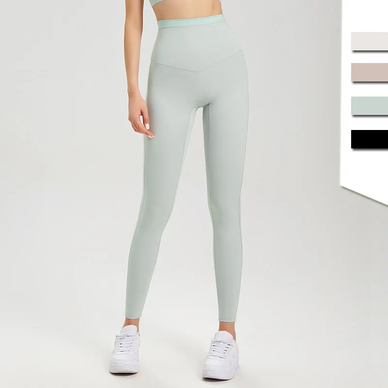 Women Yoga Pant High Waist Sport Leggings Stretch Hip-Lifting Gym Legging Hit-Color Soft Fitness Tights Running Trousers Female