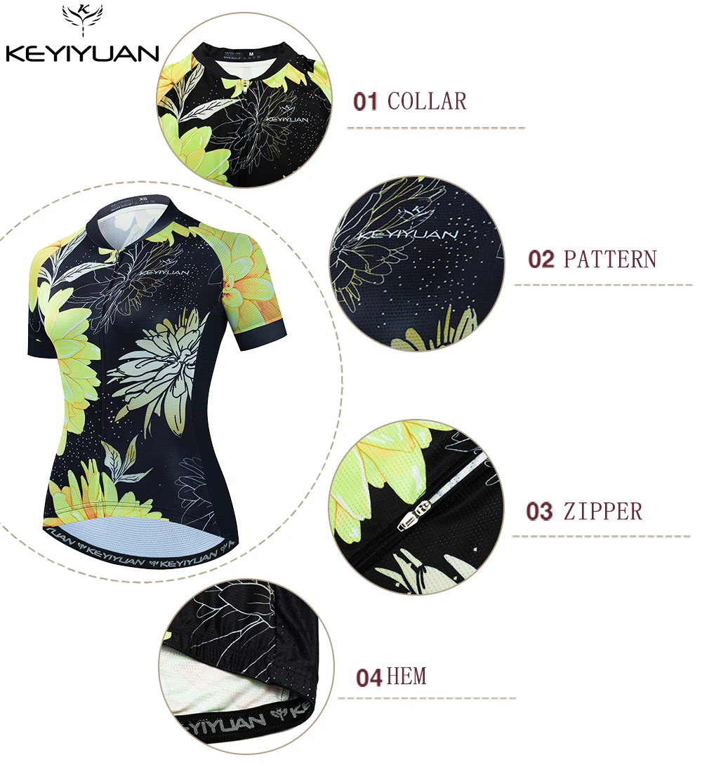 Women Summer Cycling Jersey MTB Tops Short Sleeve Bike Shirts Triathlon Bicycle Clothes KEYIYUAN