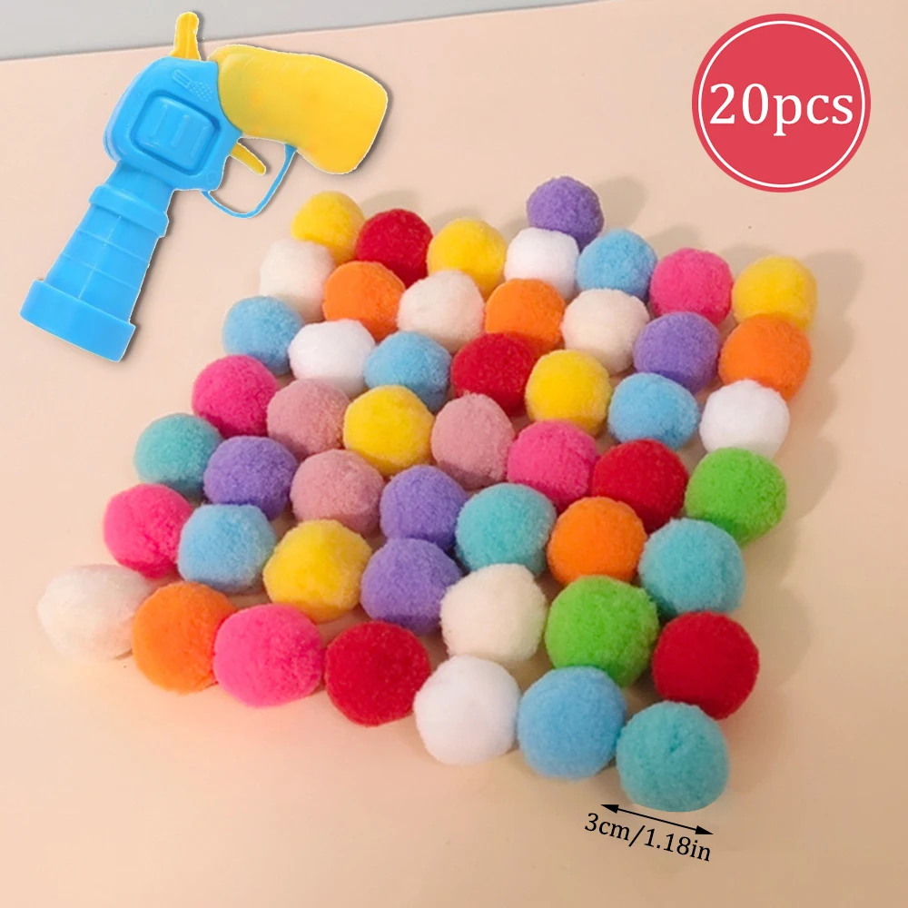 Cat Interactive Toy Toy Gun Plush Ball Firing Gun Silent Polyester High Bounce Ball Fun Cat Stick