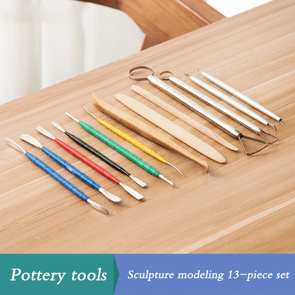 13PcsPotteryToolsHighQualityClaySculptureToolSetStainlessSteelCeramicShapingKnife