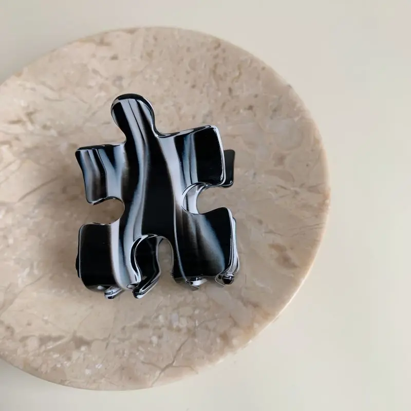 1 Stück neue Haarspange im koreanischen Stil, puzzleförmiger Greifer, kleiner Hai-Clip, High-End-Blockgreifer – Detail 9