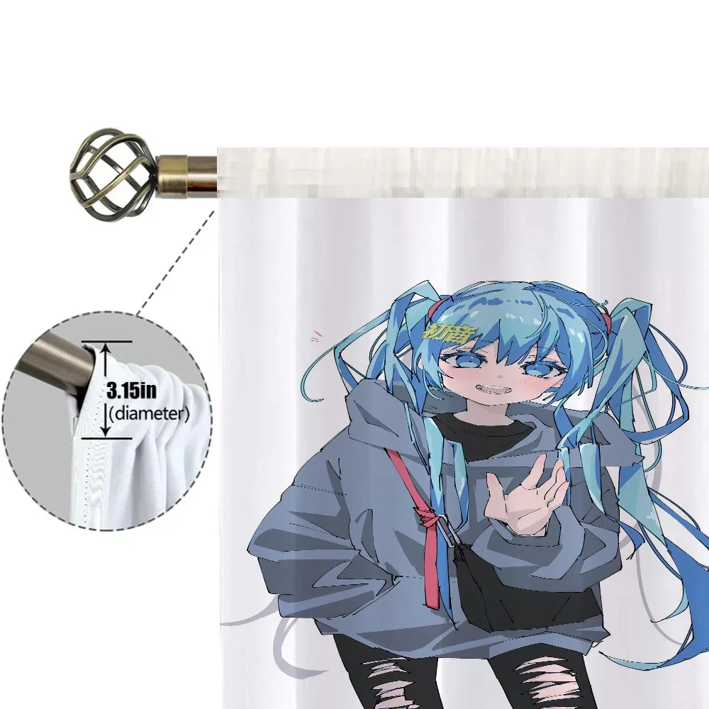 Window Kitchen Curtains for Living Room 2 Pieces Blackout Curtains Door Curtain  Hatsune M-mikus Bedroom Decoration Partition 5