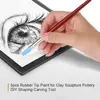 5Pcs Rubber Pen Tip Pen Eraser Multifunctional Wooden Handle Rubber Tip Brushes Multiple Pen Heads Clay Carving Pen 2
