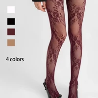 1 Piece Women 4 Colors Black White Wine Khaki Floral Romantic Hollow Out Lady Sexy Fashion Fishnet Tight Pantyhose