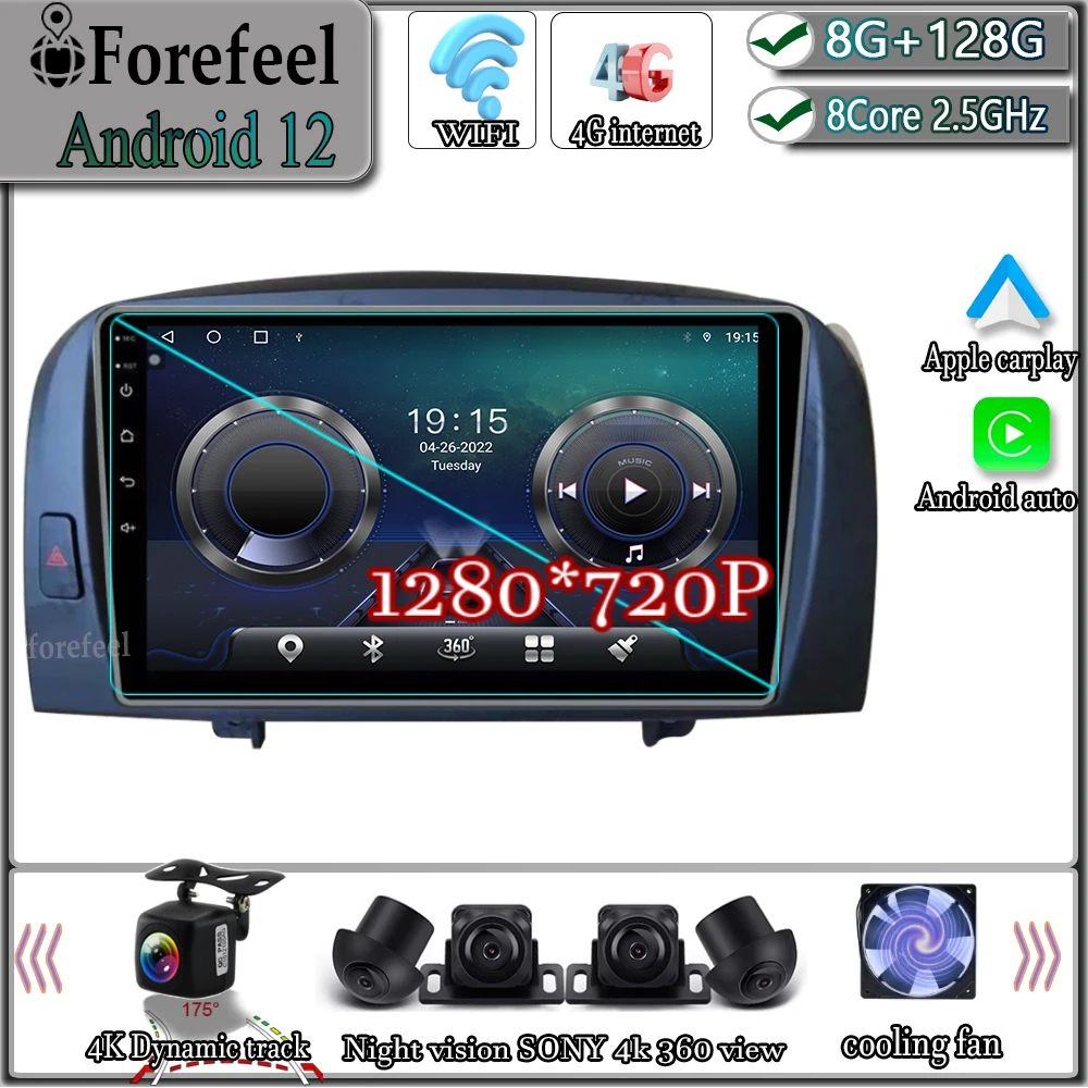 

Android 12 для Hyundai Sonata 2004 - 2009 мультимедийная навигация GPS Видео Авторадио плеер Автомобильный стерео монитор для Carplay Радио ТВ